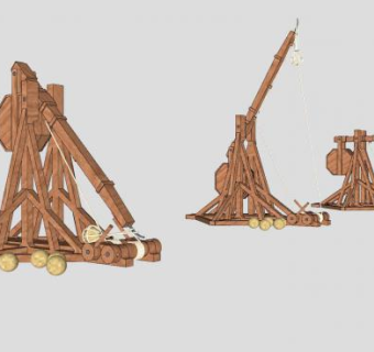 攻城器械投石机SU模型下载_sketchup草图大师SKP模型