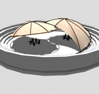 张拉膜结构下沉舞台SU模型下载_sketchup草图大师SKP模型