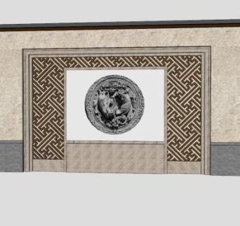 中式古典室外景墙SU模型下载_sketchup草图大师SKP模型