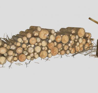 斧头柴火树桩劈柴SU模型下载_sketchup草图大师SKP模型