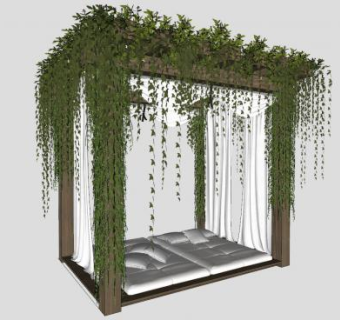 蔓藤爬藤花架休闲亭子SU模型下载_sketchup草图大师SKP模型