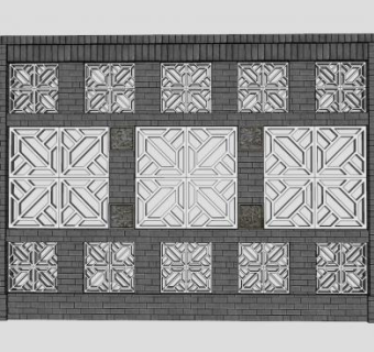 中式镂空雕花景墙SU模型下载_sketchup草图大师SKP模型