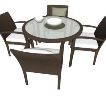 商业外摆桌椅SU模型下载_sketchup草图大师SKP模型