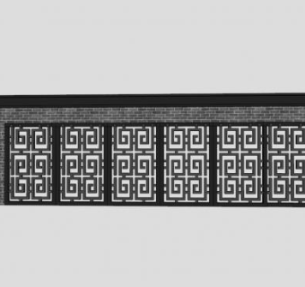 中式镂空古典景墙SU模型下载_sketchup草图大师SKP模型