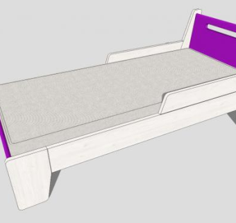 现代儿童单人床SU模型下载_sketchup草图大师SKP模型