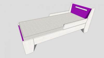 现代儿童单人床SU模型下载_sketchup草图大师SKP模型