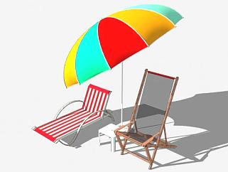 遮阳伞和<em>沙滩</em>躺椅SU模型下载_sketchup草图大师SKP模型