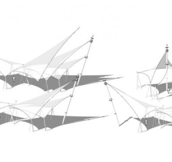 张拉膜廊架SU模型下载_sketchup草图大师SKP模型
