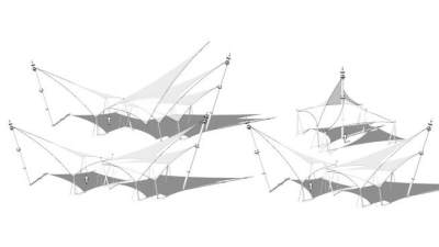 张拉膜廊架SU模型下载_sketchup草图大师SKP模型