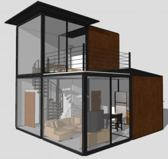 阳光房观景房别墅SU模型下载_sketchup草图大师SKP模型