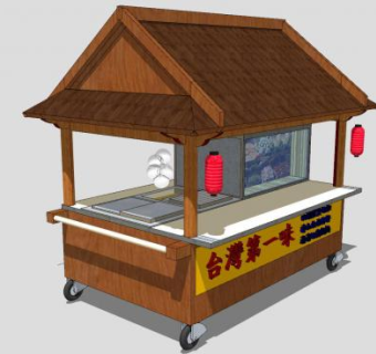 移动餐车贩售车SU模型下载_sketchup草图大师SKP模型