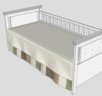 北欧白色婴儿床SU模型下载_sketchup草图大师SKP模型