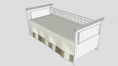 北欧白色婴儿床SU模型下载_sketchup草图大师SKP模型