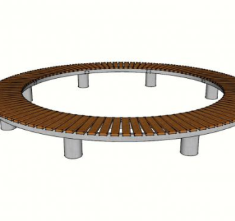 公园圈椅圆形座椅SU模型下载_sketchup草图大师SKP模型