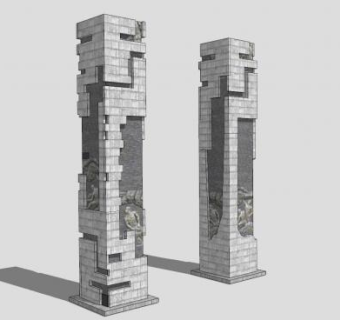 景观柱石柱景观SU模型下载_sketchup草图大师SKP模型