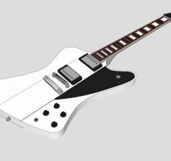 白色电吉他乐器SU模型下载_sketchup草图大师SKP模型