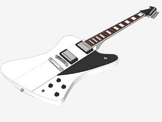 白色电吉他乐器SU模型下载_sketchup草图大师SKP模型