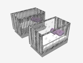 现代创意宝宝婴儿床SU模型下载_sketchup草图大师SKP模型