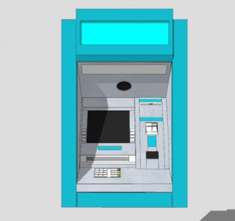 自助存取款机AMT取款机SU模型下载_sketchup草图大师SKP模型