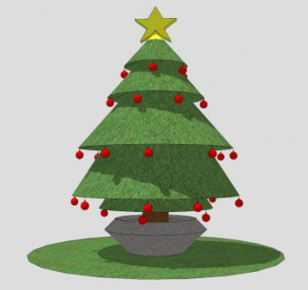 圣诞树盆栽SU模型下载_sketchup草图大师SKP模型