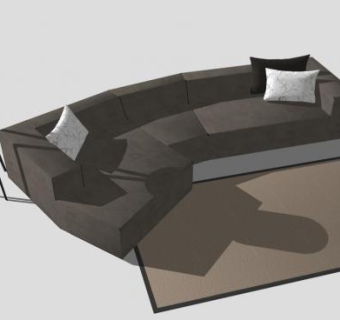棕色L形沙发和落地灯SU模型下载_sketchup草图大师SKP模型