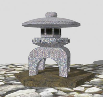 日式石灯庭院灯SU模型下载_sketchup草图大师SKP模型