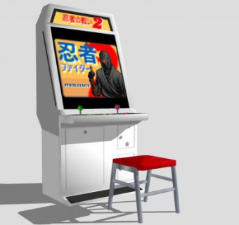 日本街机游戏机电子室SU模型下载_sketchup草图大师SKP模型