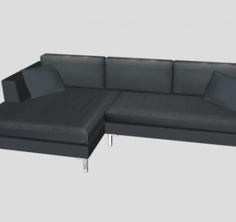 黑色L形沙发SU模型下载_sketchup草图大师SKP模型