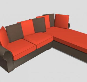 红色L形沙发SU模型下载_sketchup草图大师SKP模型