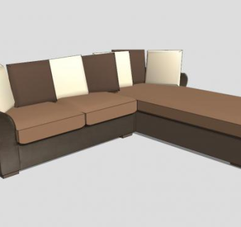 简约布质L形沙发SU模型下载_sketchup草图大师SKP模型