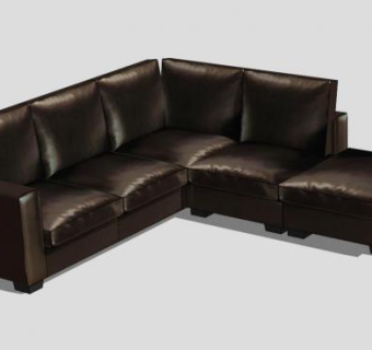 深色皮质转角沙发L形沙发SU模型下载_sketchup草图大师SKP模型