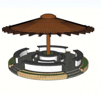 公园亭子座椅SU模型下载_sketchup草图大师SKP模型