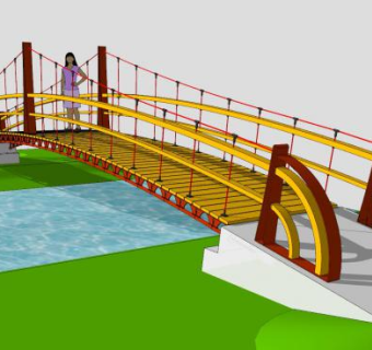 特色园林小桥桥梁SU模型下载_sketchup草图大师SKP模型