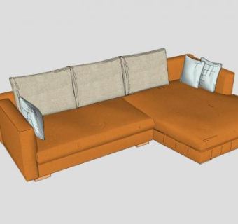 橙色L形沙发SU模型下载_sketchup草图大师SKP模型