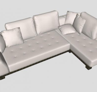 布质白色L形低背沙发SU模型下载_sketchup草图大师SKP模型
