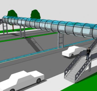 管道状人行天桥SU模型下载_sketchup草图大师SKP模型