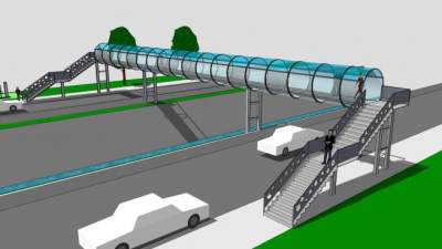 管道状人行天桥SU模型下载_sketchup草图大师SKP模型