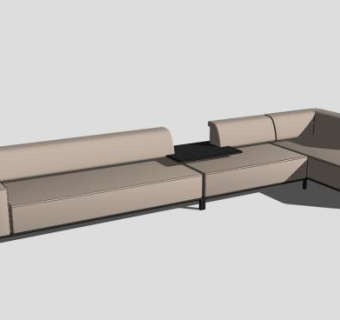 布质简约L形多人沙发SU模型下载_sketchup草图大师SKP模型