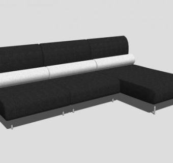 黑色简约L形沙发SU模型下载_sketchup草图大师SKP模型