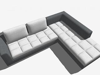 简约灰色L形沙发SU模型下载_sketchup草图大师SKP模型