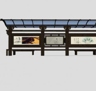 公交候车棚SU模型下载_sketchup草图大师SKP模型