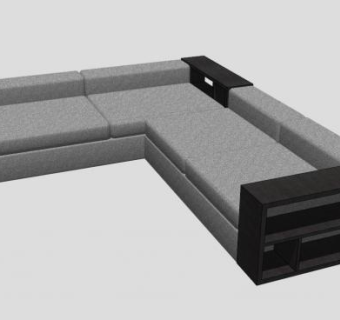 灰色L形多人沙发SU模型下载_sketchup草图大师SKP模型