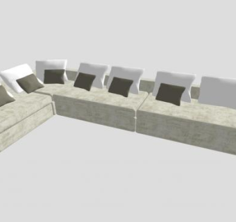休闲简约灰色L形多人沙发SU模型下载_sketchup草图大师SKP模型