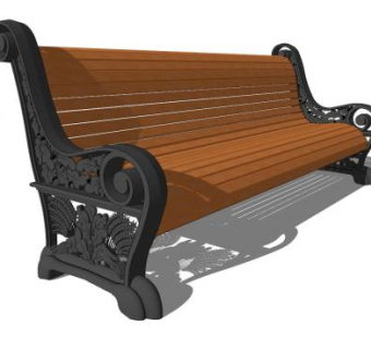 户外铁艺长椅公园长椅SU模型下载_sketchup草图大师SKP模型