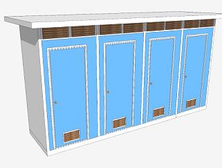 简易一排的公厕厕所SU模型下载_sketchup草图大师SKP模型