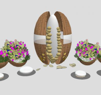 景观花盆花箱植物SU模型下载_sketchup草图大师SKP模型