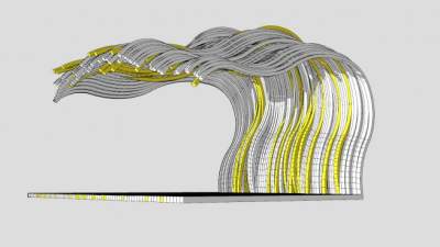 海浪雕塑和创意廊架SU模型下载_sketchup草图大师SKP模型