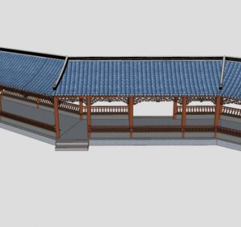 中式连廊SU模型下载_sketchup草图大师SKP模型