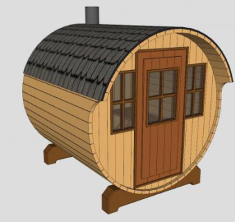 创意滚筒型小木屋SU模型下载_sketchup草图大师SKP模型