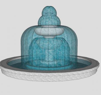 人工流水喷泉SU模型下载_sketchup草图大师SKP模型